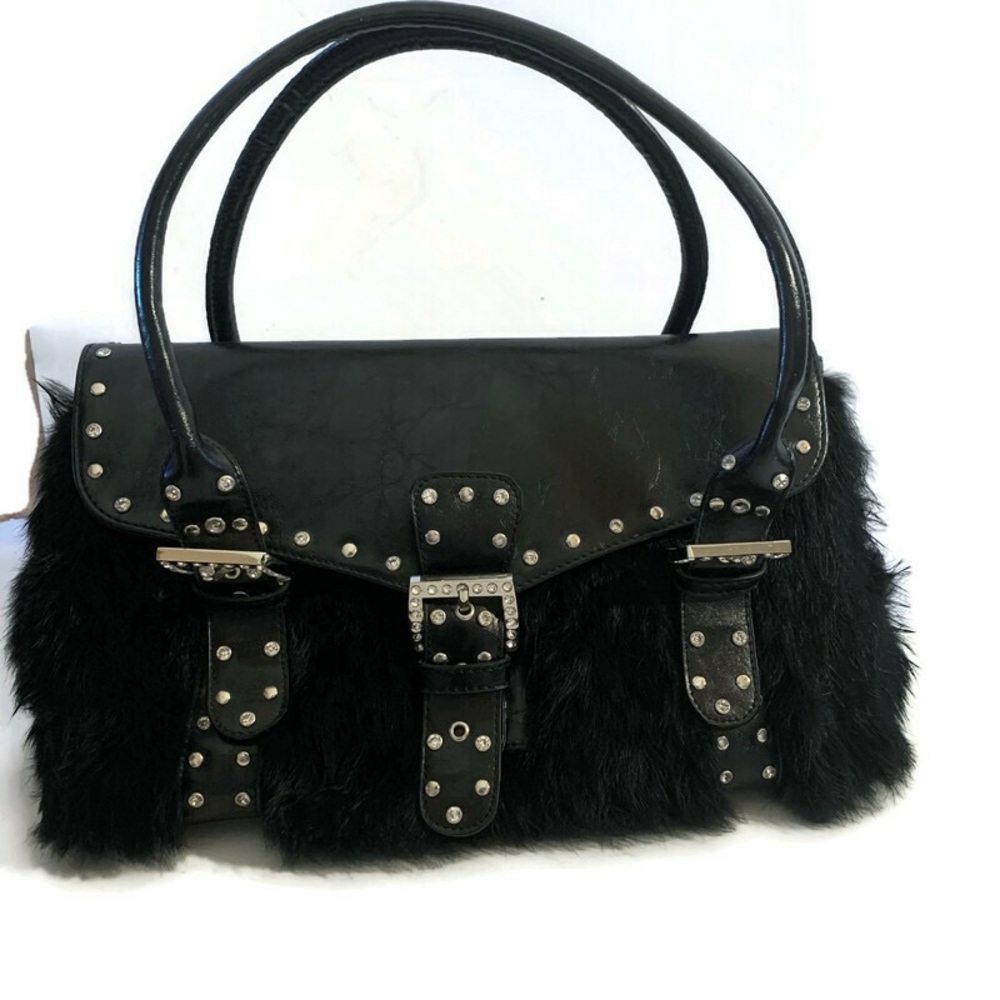 Faux fur black handbag